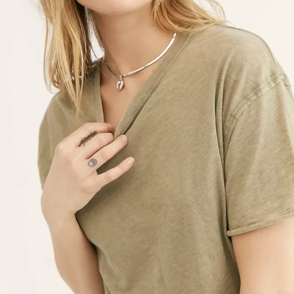 Free People Oversized Clarity Ringer Tee Top Rust Sage Size M, new with tags - Picture 3 of 4